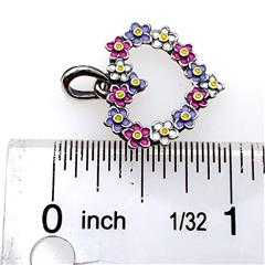 James Avery Enamel Flower Heart Wreath Sterling Silver Pendant